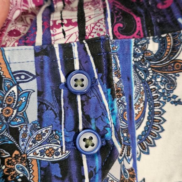 Robert Graham XL Shirt Maximalist Vintage Designer Paisley Stripe Embroidery - Picture 5 of 10